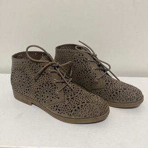 Indigo Brown Ankle Boots with Cutout Design